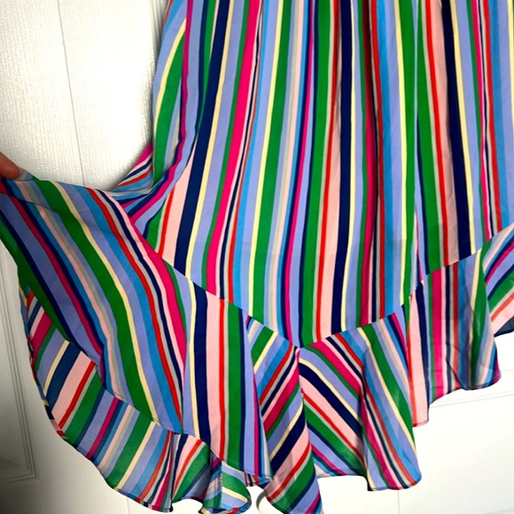 Bright Multicolored Striped Skirt with Ruffle hem - Picture 5 of 10